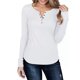 thumbnail image 1 of Camisa pulóver de mujer de manga larga de Color puro informal con botones delgados en la parte delantera de punto acanalado túnica de otoño para otoño blanco de primavera XL, 1 of 5
