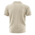 thumbnail image 3 of Daiosportswear Men'S Vintage Cable Knit Polo Relaxed Stretchy Soft Textured Shirt Short Sleeve Casual Summer Tee Khaki XXL(XXL), 3 of 8
