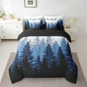 Feelyou Woodland Botanical Twin Bedding Sets 7-Piece for Adult, Blue Tree Plant Bedding Comforter Set, Rustic Farmhouse Reversible Sheet Sets, Luxury Bedroom Decor