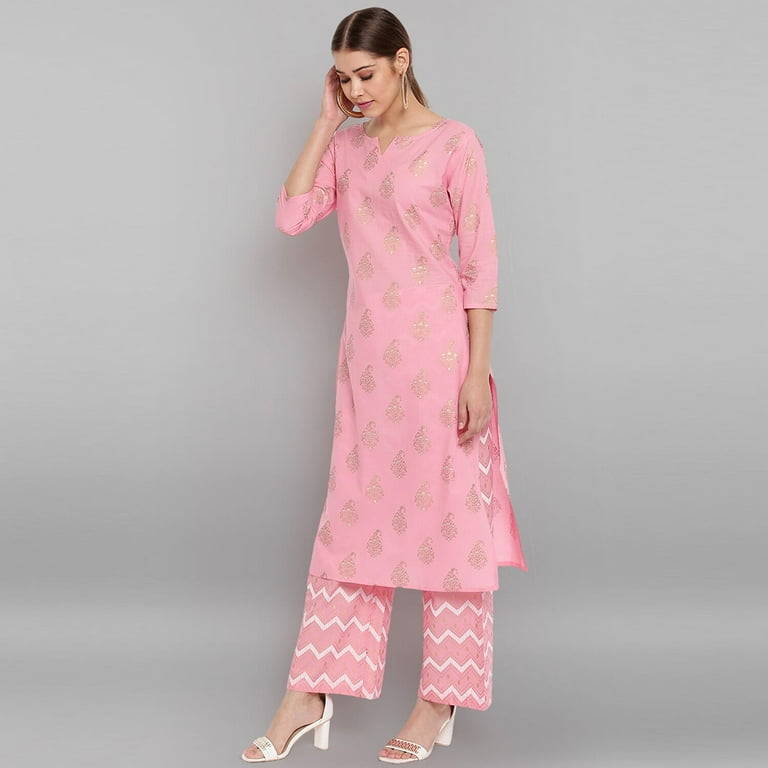 Pink Paisley Printed Cotton Kurta