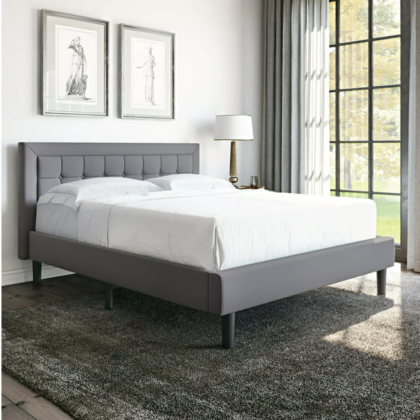 Modern Sleep Mornington Upholstered, Light Gray Headboard And Frame