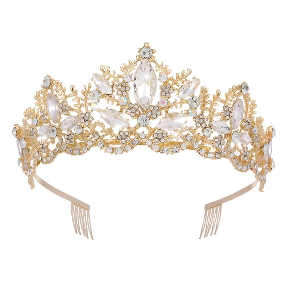 DESIGNICE Gold Queen Crown Crystal Crowns Headband Rhinestone Tiara for Women and Girls
