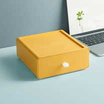 JeashCHAT Desktop Storage Box, Tabletop Storage Drawer, Stackable Office Desk Drawer Organizer, Desktop Organizer with Drawer for Home Office Dorm Room, Yellow