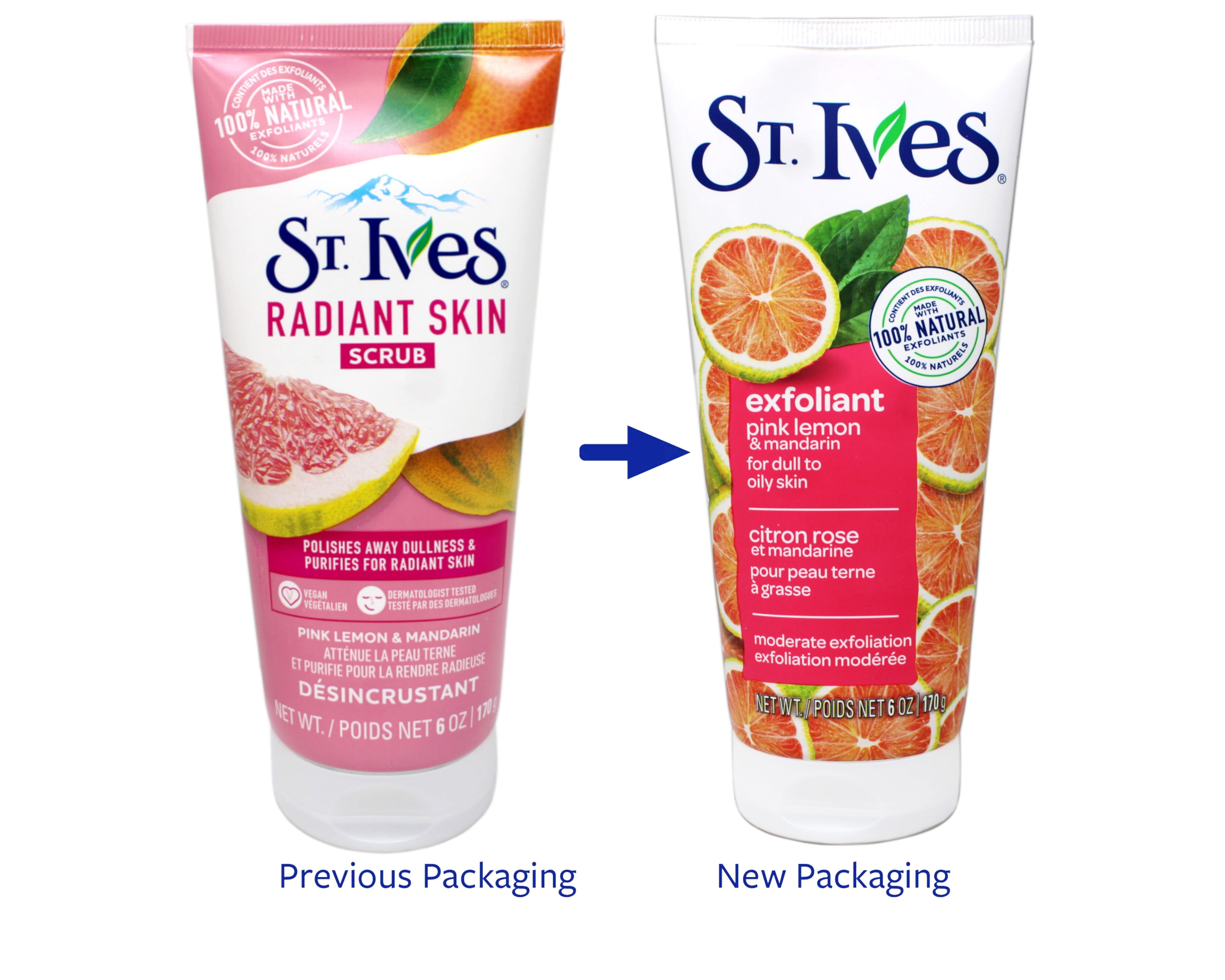 Pack of (4) St Ives Scrub, Even And Bright Pink Lemon And Mandarin Orange 6 Ounce