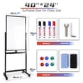 thumbnail image 7 of Mobile Whiteboard, 40x24 inches Double Sided Reversible Whiteboard on Wheels, Rolling Stand Portable Easel Frame for Office Classroom Home, with 4 Markers, 6 Magnets, 2 Erasers, 7 of 7