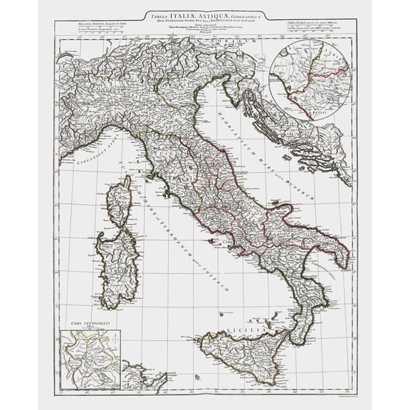 Historic Map - Italy Ancient - D'Anville 1799 - 23 x 28.23 - Vintage Wall Art