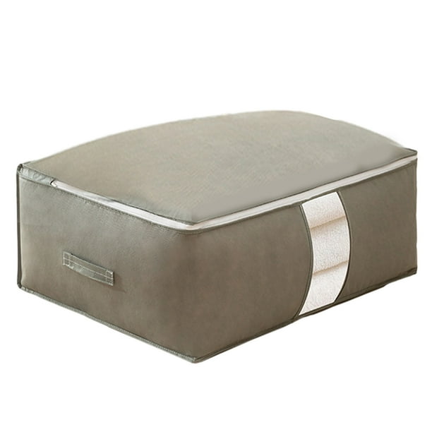 Bolsa organizadora para guardar ropa con refuerzos, contenedor de tela de gran capacidad para edredones, mantas y ropa de cama, plegable con cremallera resistente, ventana transparente, ideal para la