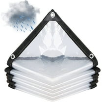 1*1M/39*39IN Clear Heavy Duty Waterproof Tarp- Snowproof & Windproof Clear Plastic Tarps with Grommets Tarp Tarpaulin for Winter Blocking Garden Patio Enclosure Chicken Coop Window Rain Shield