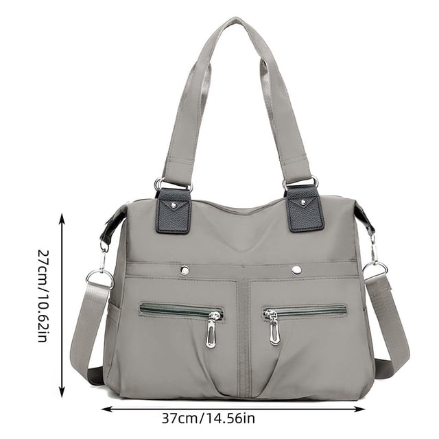 Large Capacity Nylon Shoulder Tote Bag,Multi Pocket Travel Work School Organizer Backpack,Zippered Laptop Compartment Handbag With Adjustable Strap,Multifunctional Travel Organizer Bag