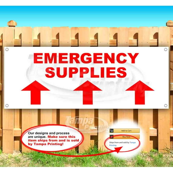 Emergency Supplies Up Arrow 13 oz Vinyl Banner With Metal Grommets