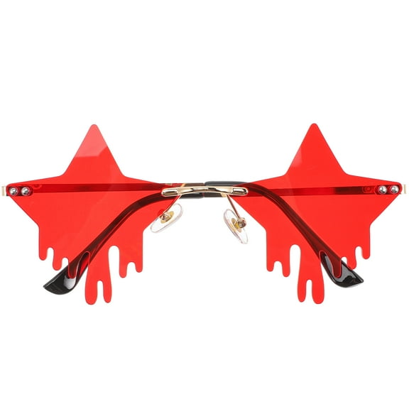 LOLIPPYY 1 Pair Star Shaped Rimless Sunglasses Cool Glasses Red Lens Comfortable to Wear Adults Dancing Back to School