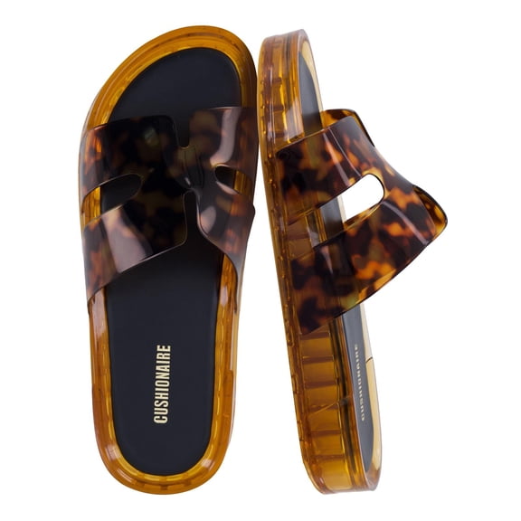 Cushionaire Palm Slides Jelly Sandals for Women, Shower Shoes for Beach