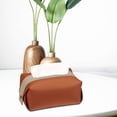 thumbnail image 1 of Bolsa de Tejido Macarena de cuero PU contenedor a prueba de polvo servilletero plegable para decoración del hogar mostrador oficina mesa marrón, 1 of 8