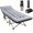 Black Cot/Gray Pad, variant on COZY ROOT Folding Camping Cot Portable Outdoor Bed for Adults w/Mat & Storage Bag & Carry Bag, Heavy Duty Cots for Outdoor Travel & Office/Home Nap