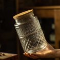 thumbnail image 3 of fafa-Glass Food Storage Jars Vintage Kitchen Containers Embossed Cereal Canisters Decorative Airtight Jars with Bamboo Lid for Tea,Nuts,Cookies,Coffee,Candy,Set of 3(60 OZ/40 OZ/20 OZ) (Round), 3 of 4