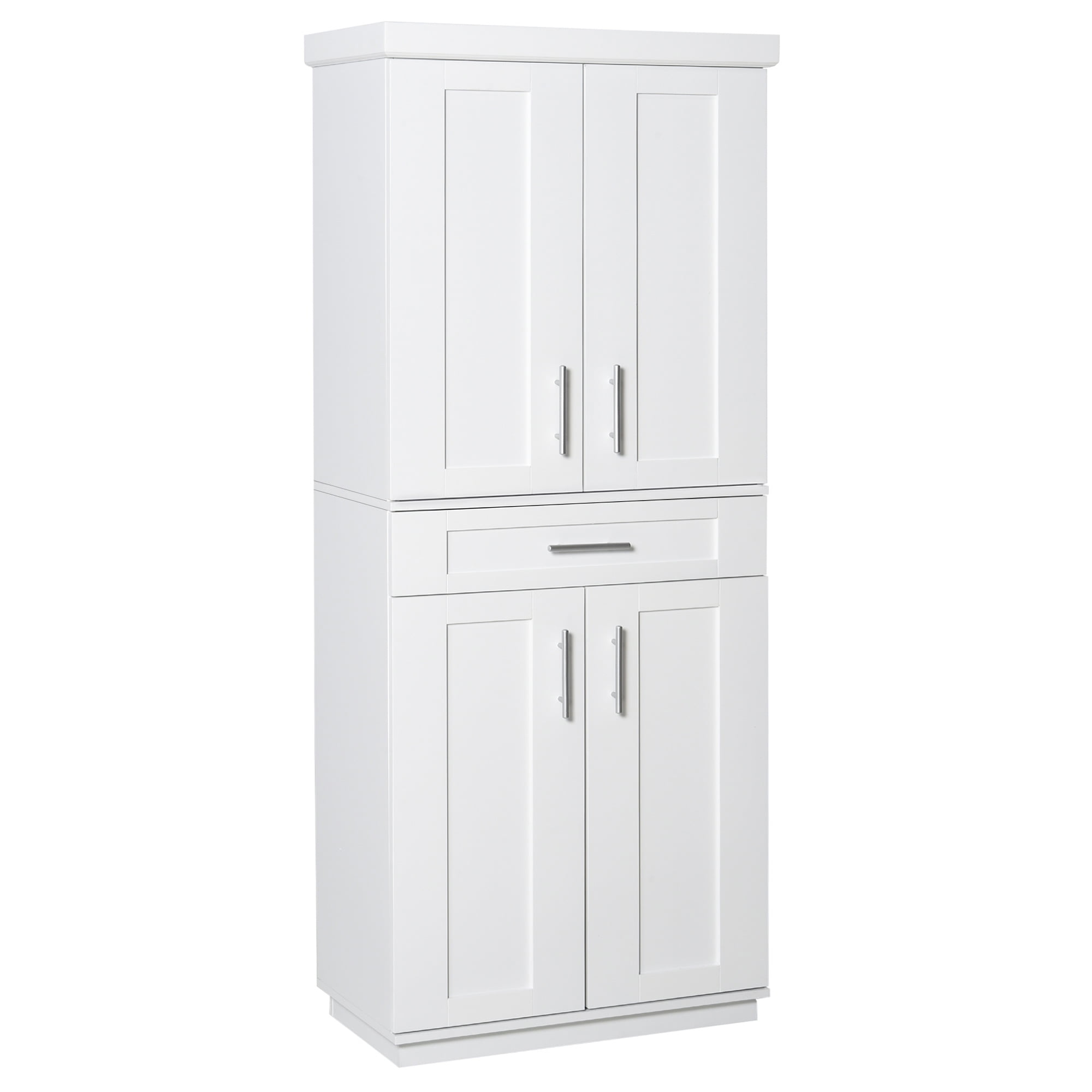 HOMCOM Kitchen Pantry Cupboard Wooden Storage Cabinet Organizer Shelf White HOMCOM Kitchen Pantry Cupboard Wooden Storage Cabinet Organizer Shelf White