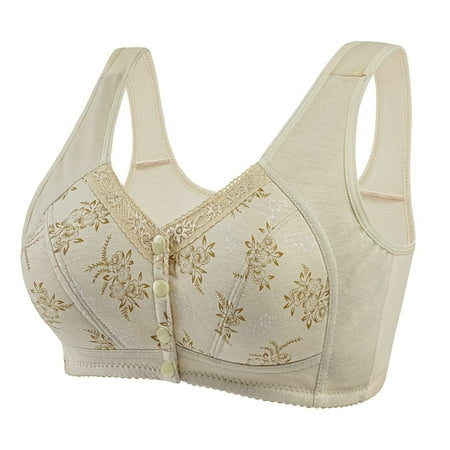 Nisorays Women s Front Closure Bras Seamless Plus Size Plunge Wireless Comfortable Bra Beige 50