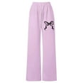 thumbnail image 4 of Girls Bowknot Sweatpants Joggers Sweat Pants Cute Baggy Tween Trendy Clothes Teen Preppy With Pockets Girl Sweatpants Light Purple 11 Y-12 Y, 4 of 5