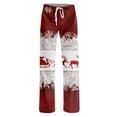 thumbnail image 5 of UDAUDU Women's Christmas Pajamas Pants Sleepwear Christmas Print Wide Leg Lounge Pants Elastic Waist Loose Fit Fall Pajama Pants 2XL, 5 of 6