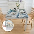 thumbnail image 2 of BANET Summer Coastal Square Tablecloth,Fitted Table Cover Waterproof Reusable Table Cloth with Elastic Edge for Kitchen Dining Party Marine Theme Tablecloths white, 2 of 7