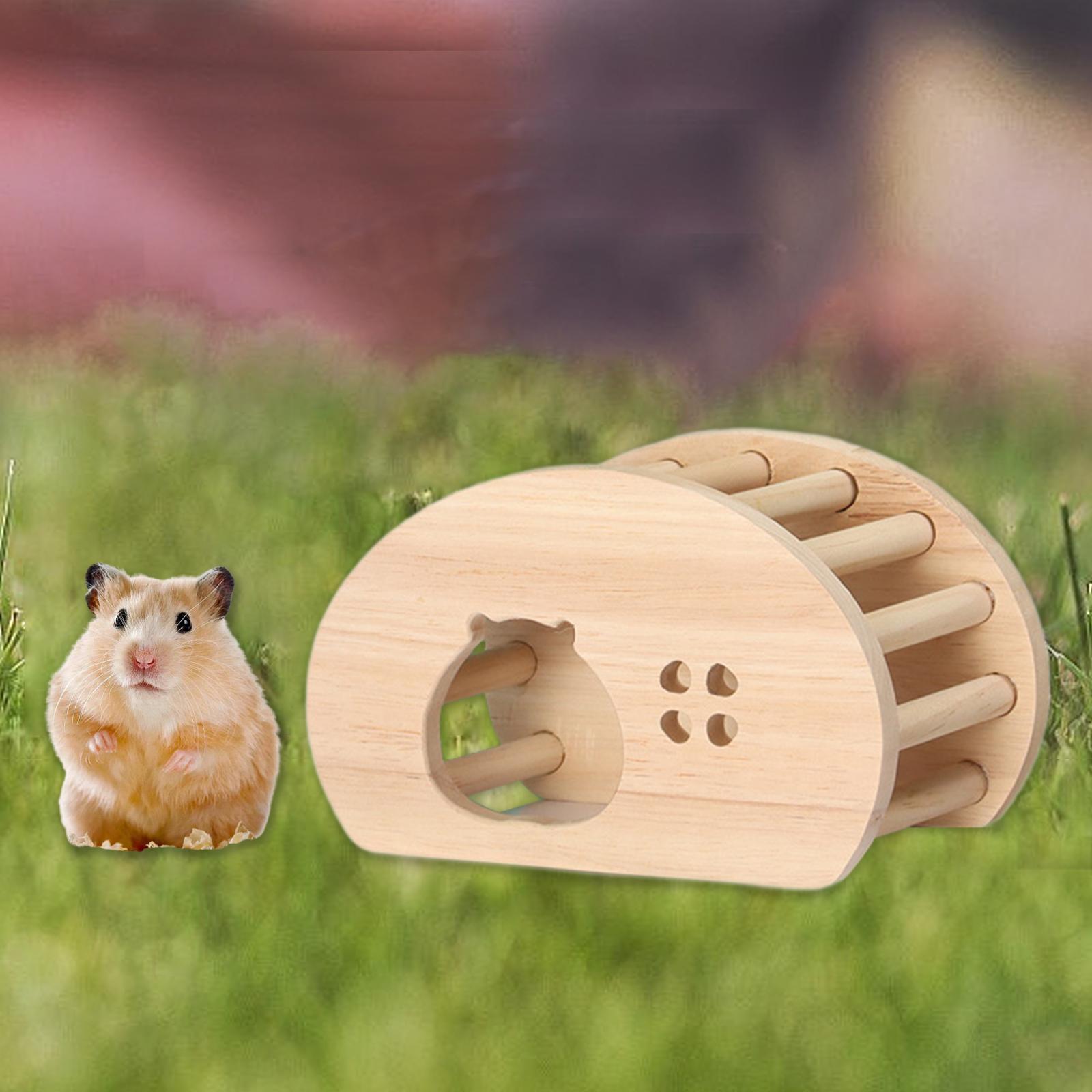 TOOYFUL Hamster Wood House Hideout, Small Animal House DIY Cage Rest Tiny Gerbils Ventilated Cage Decor Cage Accessory Exploring Toys Hollow