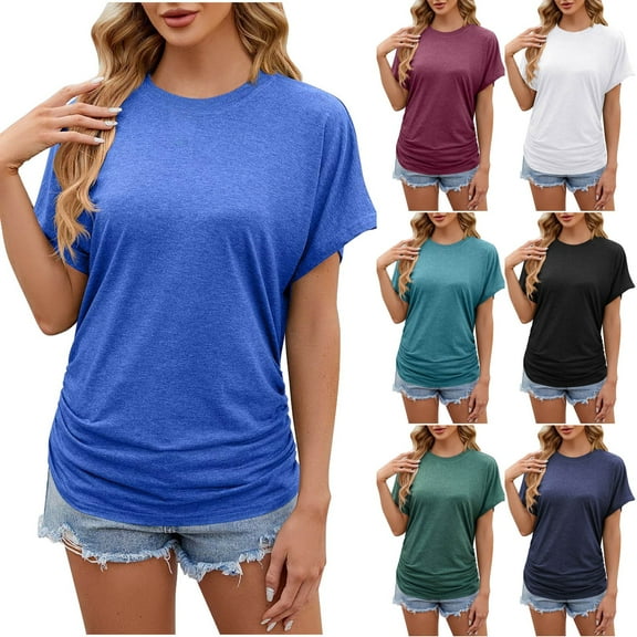 Fesfesfes Womens Short Sleeve Tops Womens Fashion Print Tops Short Sleeve Out Blouse Funny Round Neck T-Shirt Tops Tank Top Womens Tops Casual M(US:6)