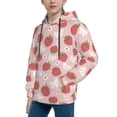 thumbnail image 2 of Lsque Floral Strawberr Patten Youth Hoodie Sweatshirt Pullover with Kangaroo Pocket Boys and Girls Hoodie Warm Hoodie for Kids-Large, 2 of 6