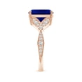 thumbnail image 3 of ANGARA Lab Grown Blue Sapphire Engagement Ring with Leaf Motifs for Women in 14K Rose Gold (Size-10x8mm) | September Birthstone, Anniversary, Jewelry Gift for Women | Lab-Grown Blue Sapphire Ring, 3 of 8