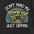 thumbnail image 2 of Girl's Star Wars: The Mandalorian Grogu Don't Mind Me Just Sipping Graphic Tee Black X Large, 2 of 4