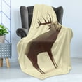 thumbnail image 4 of Polygons Soft Flannel Fleece Throw Blanket, Wildlife Modern Art Illustration of Side Look Geometric Elk Animal, Cozy Plush for Indoor and Outdoor Use, 50" x 70", Cream Umber and Brown, by Ambesonne, 4 of 5