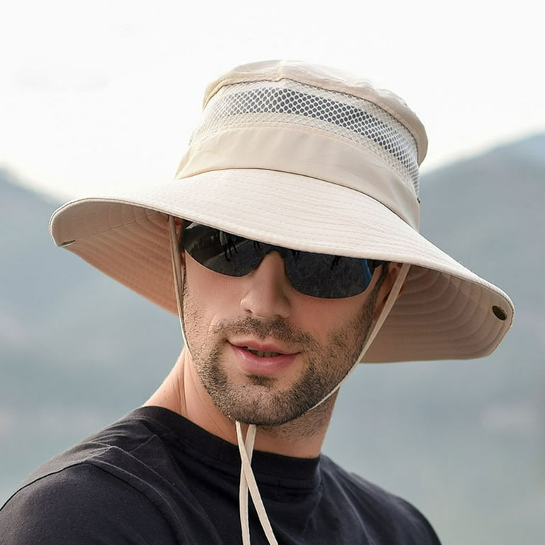 Men's Wide Brim Sun Hat, Outdoor Camping Fishing Cap Sunscreen Waterproof  Bucket Hat