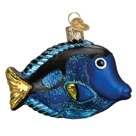 Blue Christmas Holiday Ornaments - Old World Christmas Pacific Blue Tang Tropical Fish Holiday Ornament Blown Glass