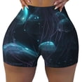 thumbnail image 2 of Rocae Ice blue light spot jellyfish for Women's Quick-Dry Running Shorts,Ladies Active Athletic Apparel Yoga Workout Gym Running Volleyball Spandex Shorts-Small, 2 of 8