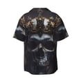 thumbnail image 2 of Fotbe Royal Skull With Golden Crown print Short Sleeve Button Down Shirts for Men Casual Summer Beach Wrinkle Free Shirt-Large, 2 of 7