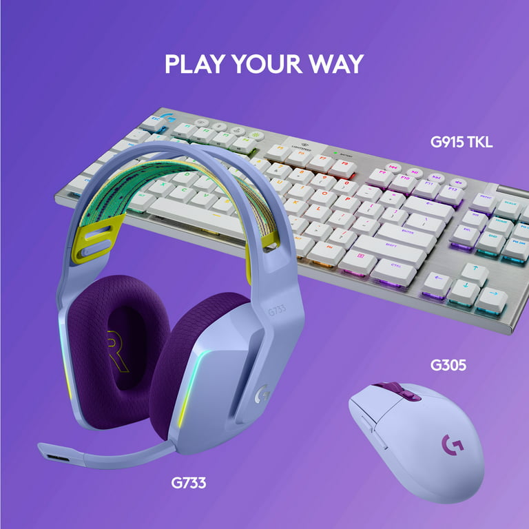  Logitech G733 LIGHTSPEED Wireless Gaming Headset with  suspension headband, LIGHTSYNC RGB, Blue VO!CE mic technology and PRO-G  audio drivers - Lilac : Everything Else