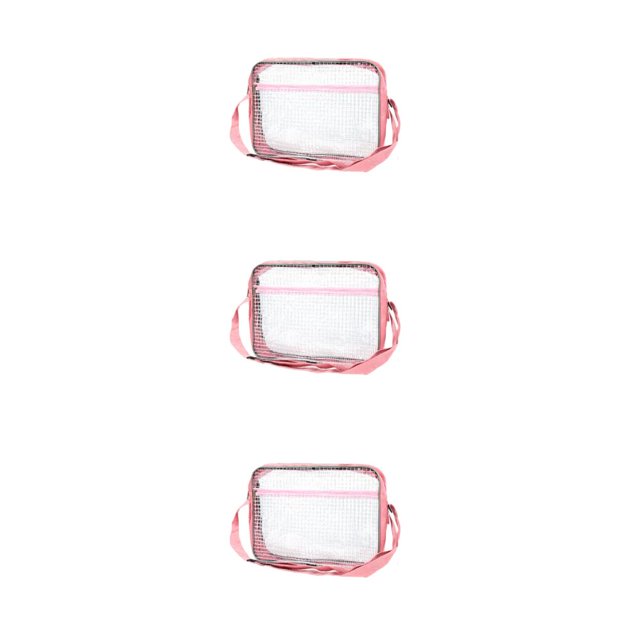 kurtrusly Sac à Outils Portable en PVC pour Rangement d'Outils Transparent, Sac à Outils Antistatique Résistant à l'Eau Rose 3Set