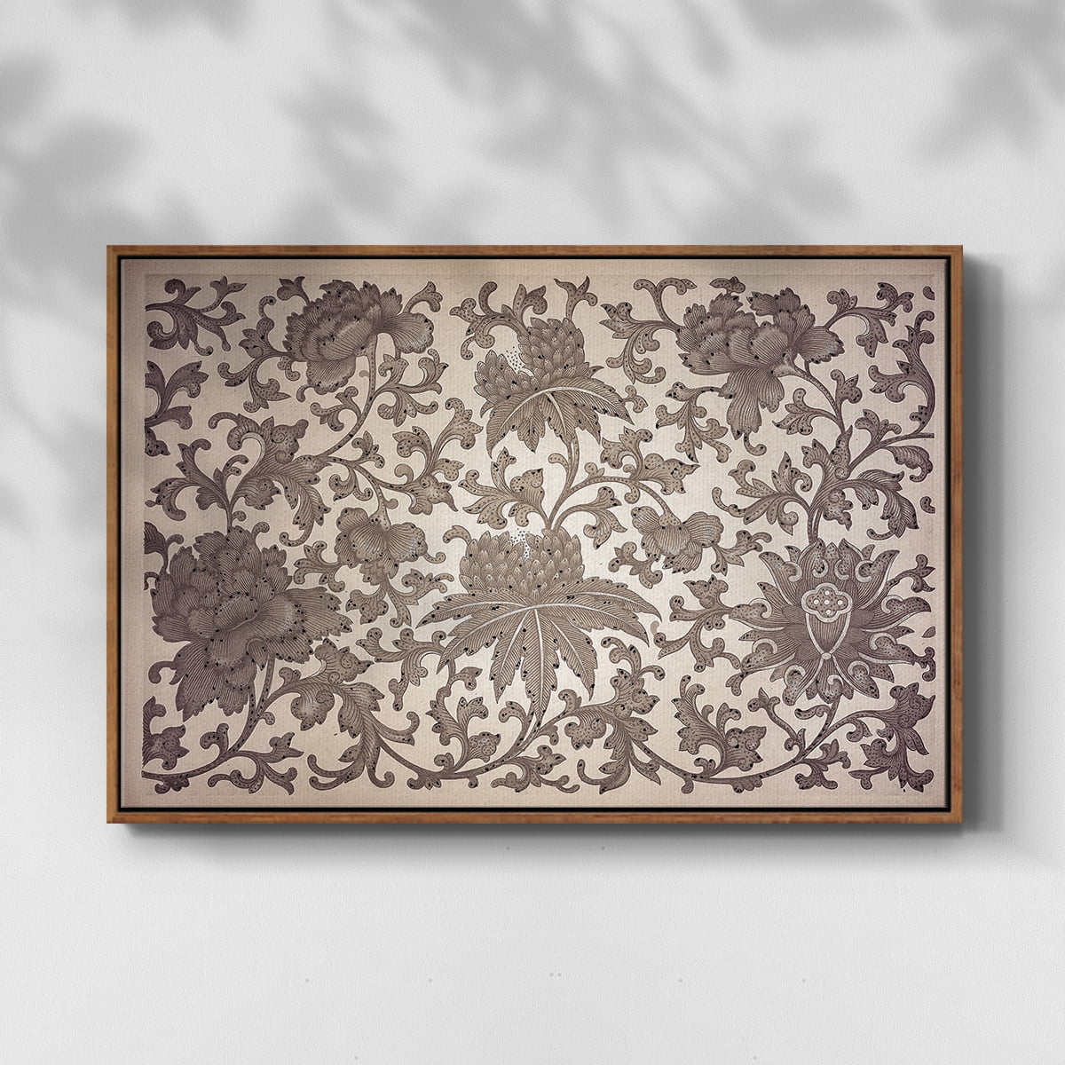Vintage Abstract Print-XXIII Framed in Walnut Wood Gallery Wrapped Canvas 17 in. x 25 in.