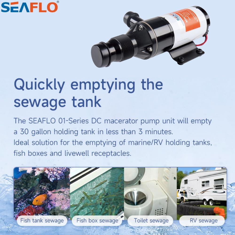 SEAFLO Macerator Pump System 12V for RV Marine 01-Series Improved
