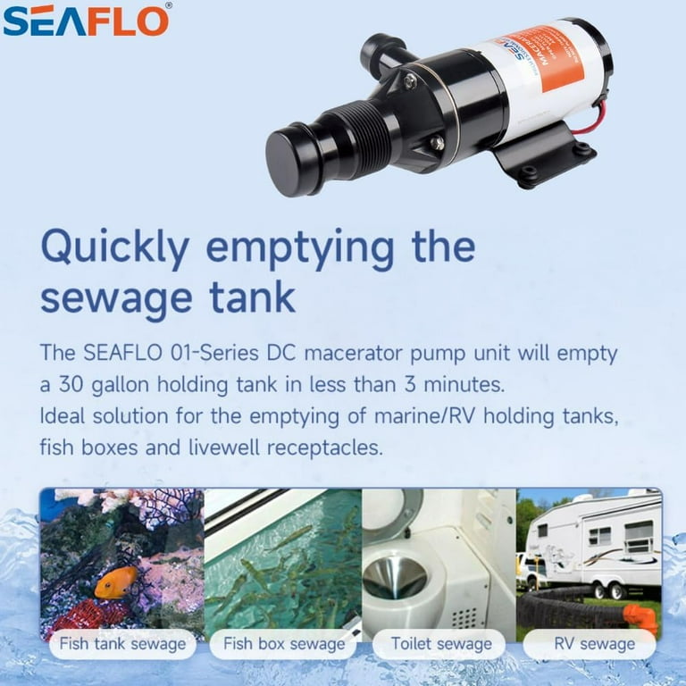 SEAFLO Macerator Pump System 12V for RV Marine 01-Series Improved