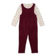 thumbnail image 4 of Wonder Nation Baby Girls & Toddler Girl's Long Sleeve Tee and Romper, 2pc Outfit Set (12M-5T), 4 of 7