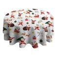 thumbnail image 4 of White Christmas Santa Pattern Round Tablecloth 60"x60",Wrinkle Wipeable Table Cloth for Kitchen Dining Room Picnic Patio Party, 4 of 6