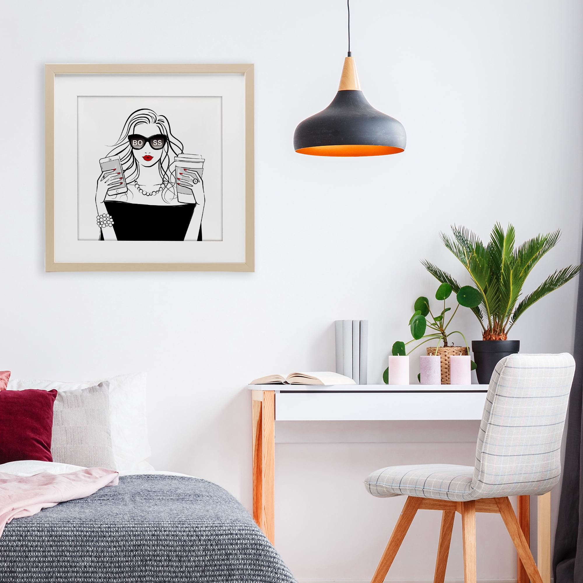 Stupell Industries Chic Boss Morning Coffee Moment Birch Framed Print Under Glass, design by Martina Pavlova