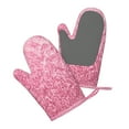 thumbnail image 5 of Hirioo Pink Glitter for Silicone Oven Mitts for BBQ, Baking, Cooking, Set of 2, Heat Resistant 260℃, Non-Slip Kitchen Essentials, 5 of 6