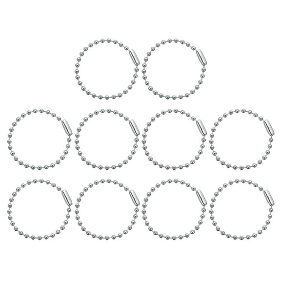 Uxcell 50pcs Ball Beads Chain 4 Inch 2.4mm Diameter Stainless Steel Dog Tag Keychain Clasp for DIY Crafts, Silver Tone