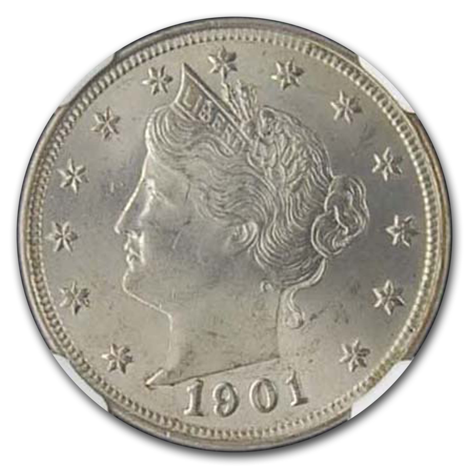 （あまと）Government Nickel Finish エングレーブ 1901 Liberty Head V Nickel 5 Cent Piece AG About Good 5c US