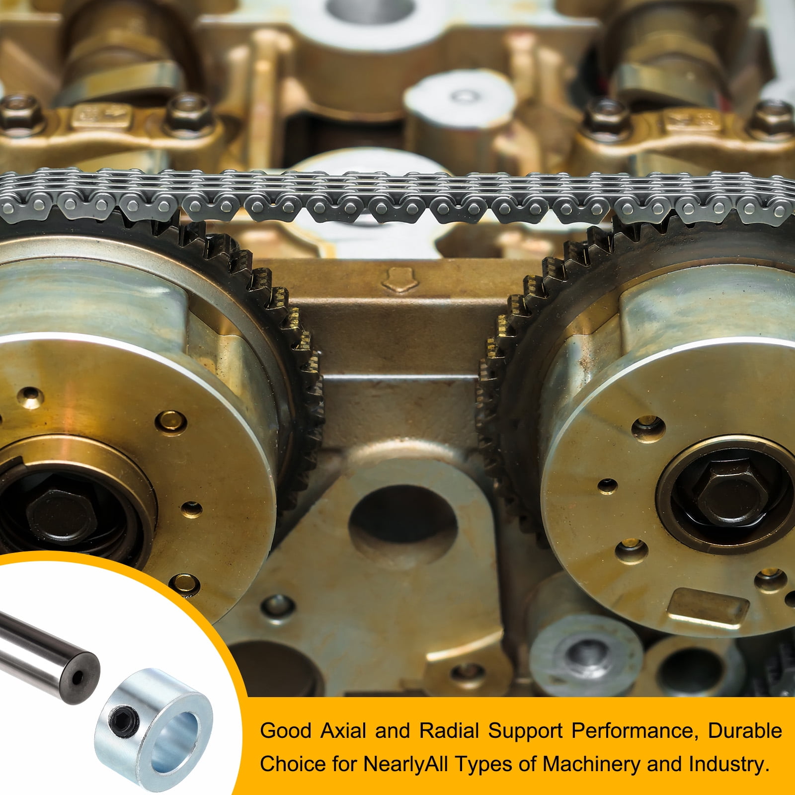 Uxcell Bore 1/4" Shaft Collar 1/2" OD 5/16" Width,Land Gear Stopper Wheel Collar with M4 Set Screw/Wrench,Silver 10Pcs