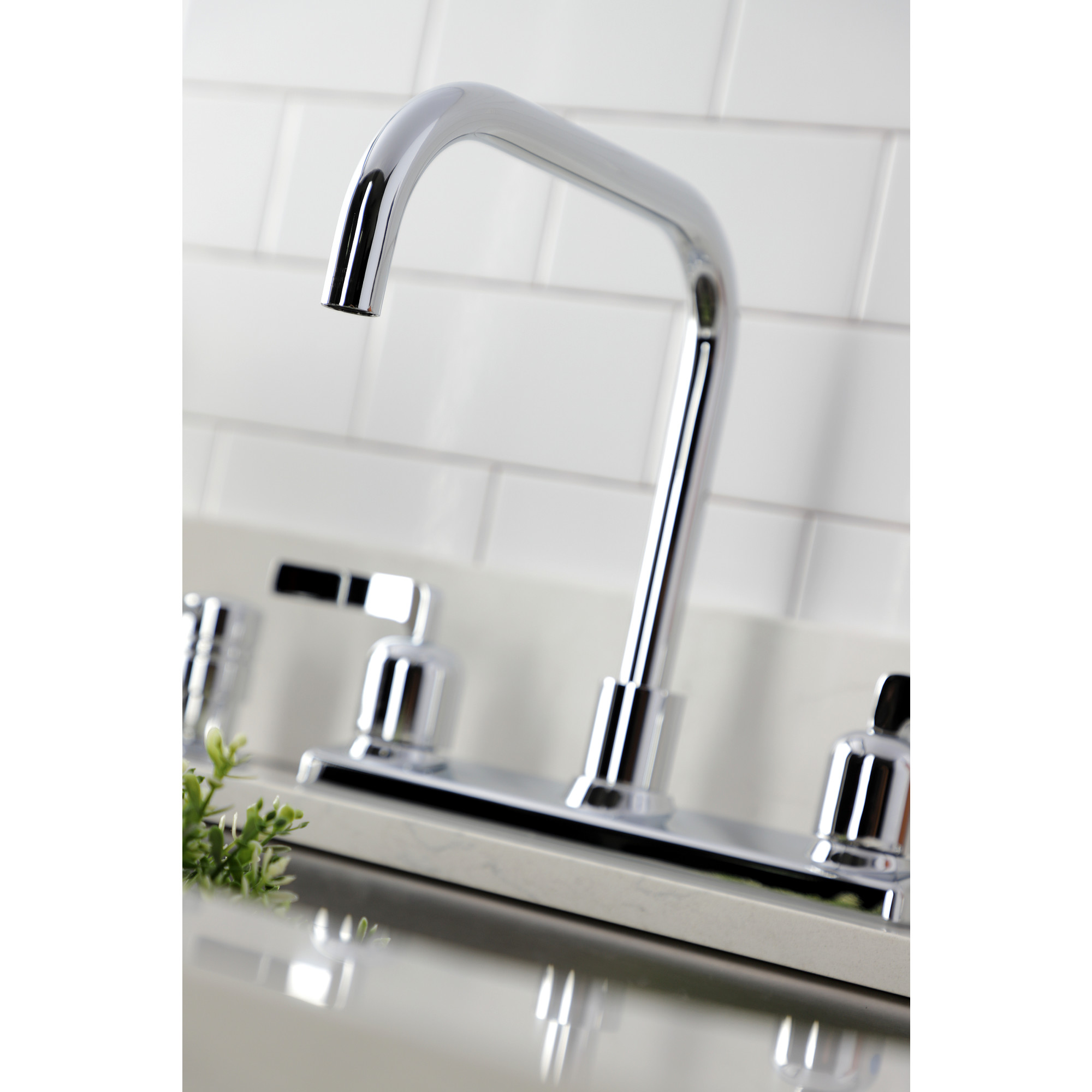 Kingston FB2141EFL Centurion Two-Handle 2-Hole 8" Centerset Kitchen Faucet in Polished Chrome