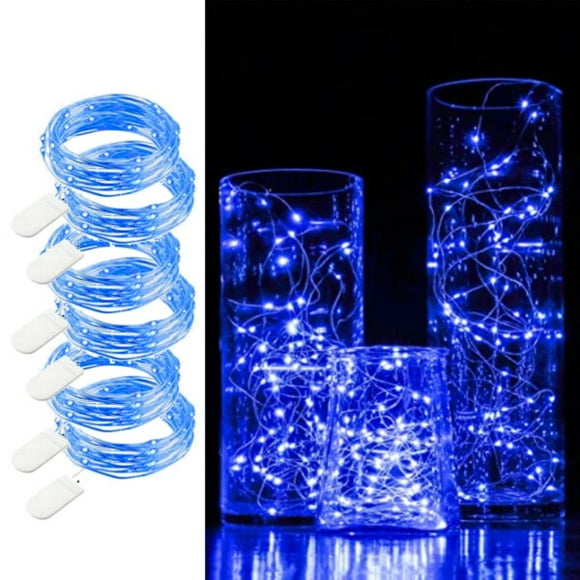 6-Pack 1m Mini LED Light String Battery Powered Blue blue