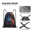 thumbnail image 4 of Xecao Forest Cool Lion Pattern Sports Drawstring Backpack - String Swim Gym Bag with Wet Proof Pocket for Women&Men-Medium, 4 of 6