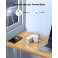 thumbnail image 2 of Avoben 360° rotating flat plug power strip with 6 widely spaced sockets, 2 USB-C ports and 1 USB-A port, 1440J surge protector, 5-foot extension cord, suitable for home, travel and office(Pack of 2), 2 of 7